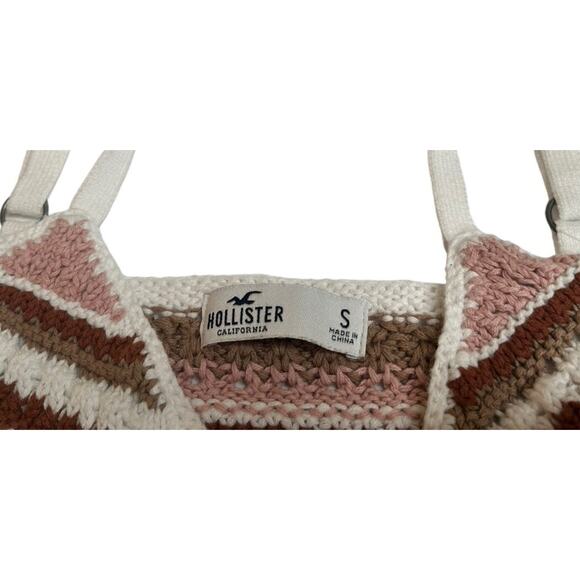 Hollister Y2K Crochet Striped Crop Top Tank and White Mini Skirt Set Boho Sz S - Picture 5 of 10